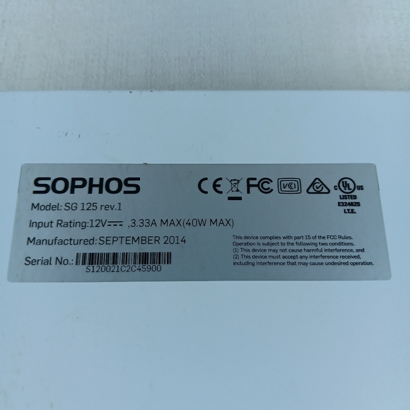 SOPHOS SG 125 Rev. 1 Security Appliance Firewall.  Does not come with any cords. - Picture 12 of 13
